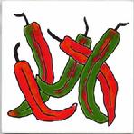 Hot Peppers Tile Wall Plaque, Trivet, Hand Painted by Besheer Art Tile